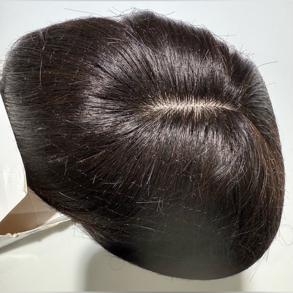 💯% 8-10” HUMAN Topper with Bangs, Dark Brown - Picture 8 of 8